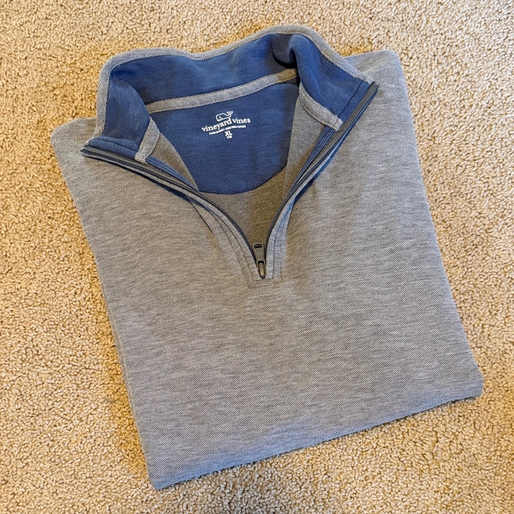Vineyard Vines Kids Light Gray Half-Zip Sweater